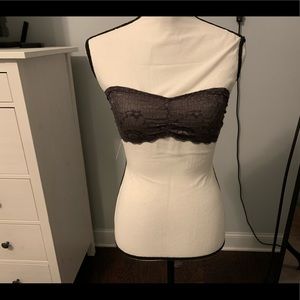 Free People strapless Lace Bralette Gray S NWT